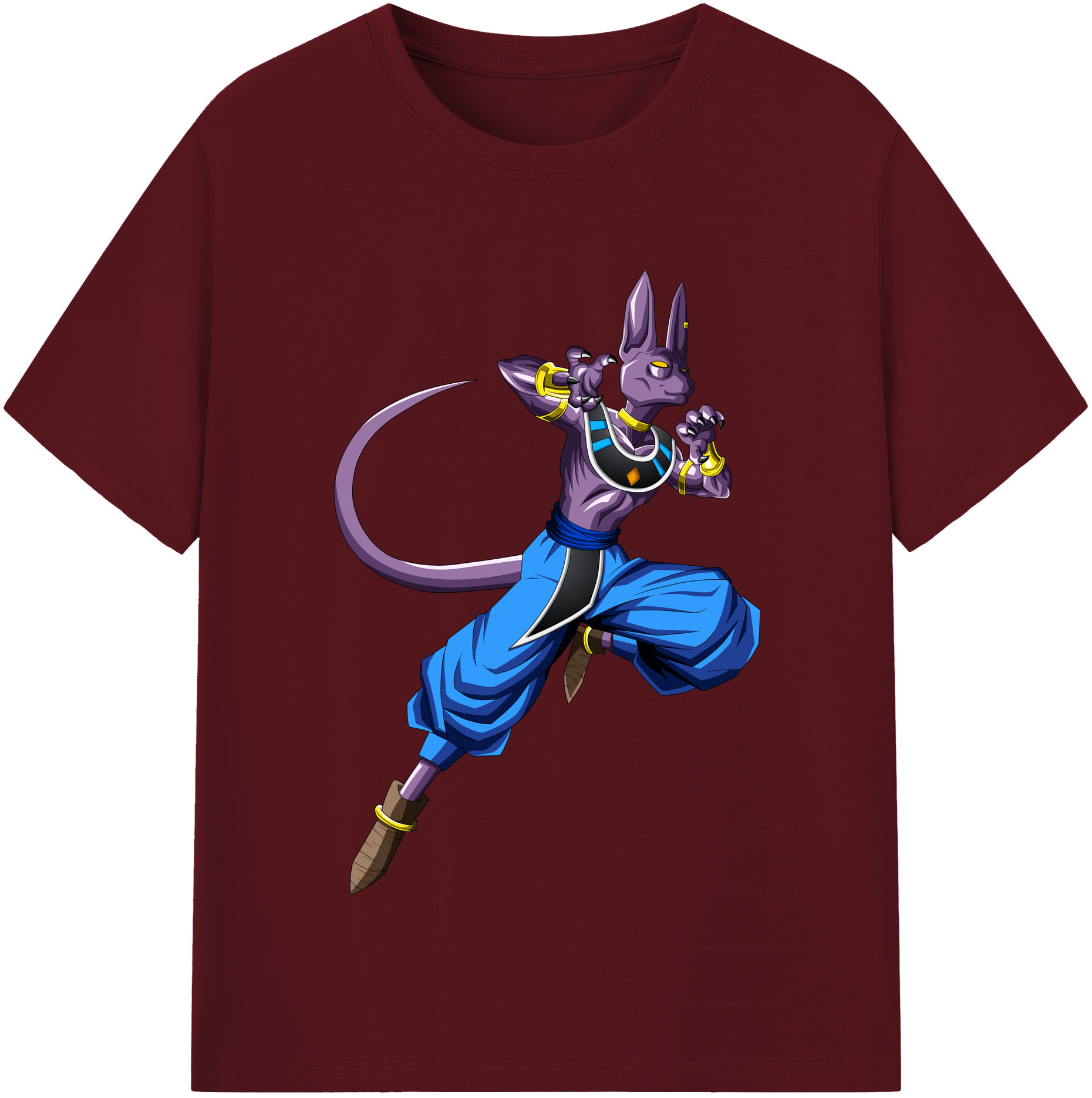 （画像用） ドラゴンボール ビルス 破壊神ビルス DRAGON BALL Beerus Birusu 綿100％半袖Tシャツ（フロントプリント）
